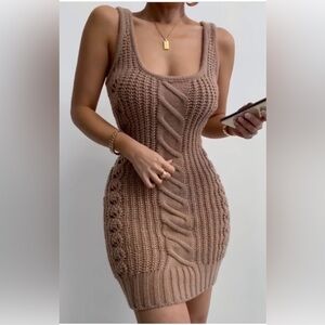 JLUXLABEL Taupe Knit Mini Dress